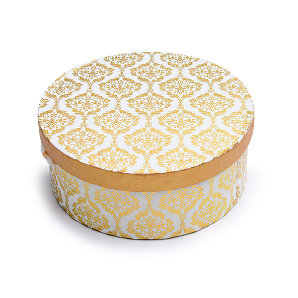 Round Hat Box Small (Bead And Ribbon)